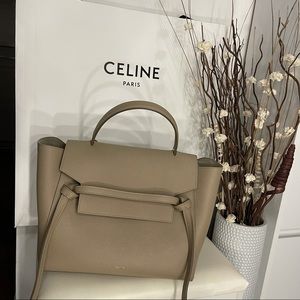 Authentic Celine Mini Belt Bag in Grained Calfskin Light Taupe NEW CONDITION!